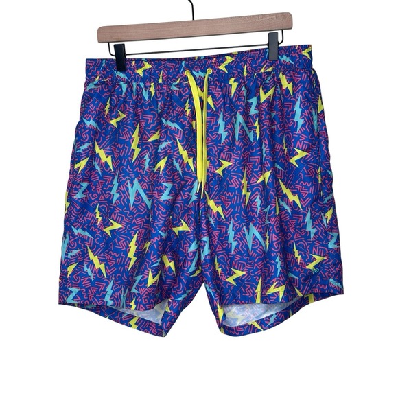 Tipsy Elves Grease Lightning Stretch Swim Trunks Men's XXL 2X Blue Mesh Support - Picture 3 of 7